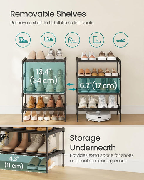 4-Tier Closet, 11.8 17.7 26 Inches, ULSA114BH01 SONGMICS Shoe Rack for Compact Metal Shoe Organizer Shelf for Entryway