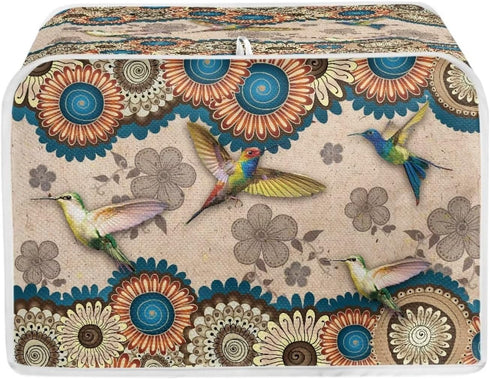 Talayituse Boho Mandala Hummingbird Print Toaster Cover, 2 Slice Wide Slot, Lightweight, Washable Dust Protection Bag