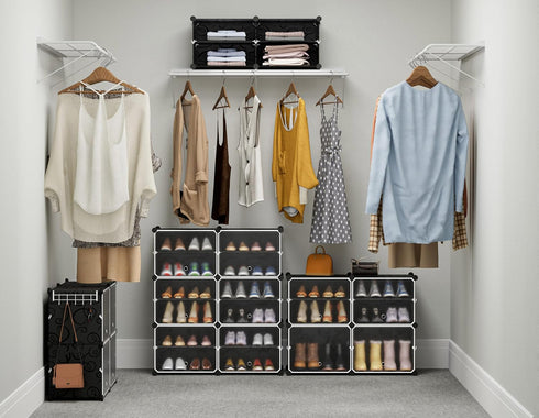 4 16 Closet HOMIDEC Shoe Rack, Tier Shoe Storage Cabinet Pair Plastic Shoe Shelves Organizer for Hallway Bedroom