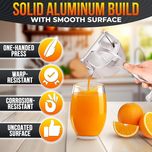 20 oz Hand Juicer Squeezer with Ergonomic Heavy Duty Handle Bowl Aluminum Lemon Juicer with Pour Spout for Mess-Free