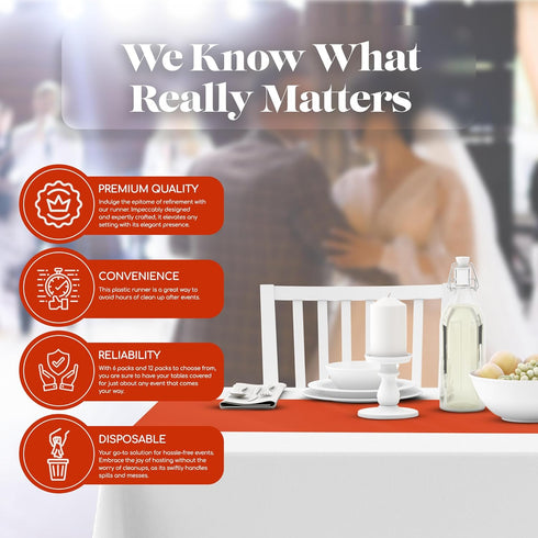 Grandipity Orange 6 Pack Premium Disposable Plastic Table Runner 14 x 108 Inch for Dinner Parties & Events