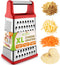 Spring Chef Professional Cheese Grater - XL Stainless Steel 4 Sided Box Grater for Kitchen, Perfect for Parmesan,