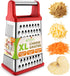Spring Chef Professional Cheese Grater - XL Stainless Steel 4 Sided Box Grater for Kitchen, Perfect for Parmesan,