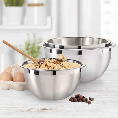 Oggi 5-Quart Two-Tone Stainless Steel Mixing Bowl for Mixing, Making Dough, Dressing Salads, Washing Vegetables