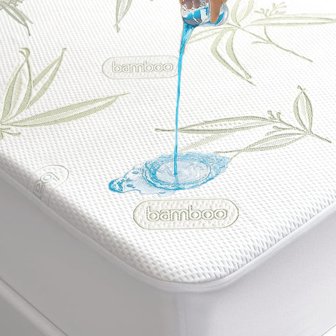 Twin Size Waterproof Mattress Protector, Premium Cooling Viscose from Bamboo, Breathable, 21" Deep Pocket