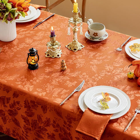 Countryside (52x70 Inch, Joyfol Day Fall Thanksgiving Tablecloth, Jacquard Fabric Autumn Rectangle Table Cloth, Leaves