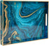 MAONAME Plastic Decorative Tray, Marbling Tray with Handles, Rectangular Coffee Table Trays,