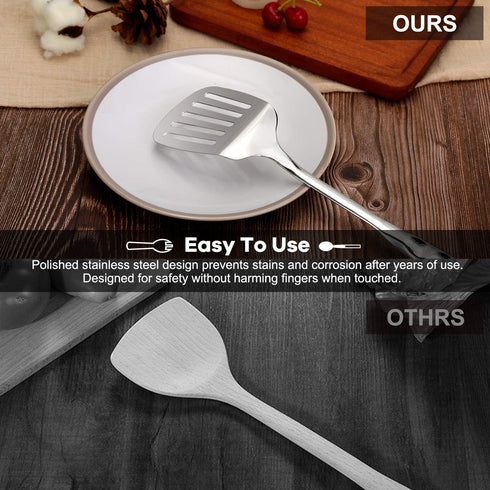 Kitchen Utensils Set, Contains Soup Ladle, Spaghetti Claw, Wok Turner, Slotted Turner, Premium Stainless Steel