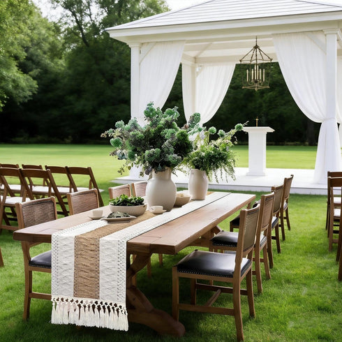 90 inches Summer yuboo Boho Table Runner Long - Rustic Burlap Table Runner for Wedding Spring Dining Table, Dresser