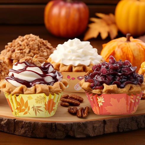 Whaline 600Pcs Fall Thanksgiving Mini Square Cupcake Liners, Pumpkin Leaf Acorn Cupcake Wrappers