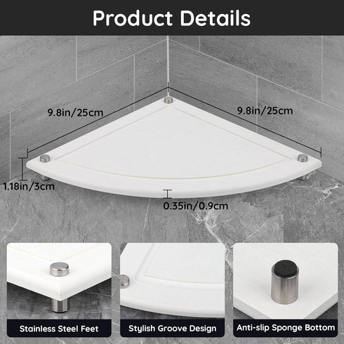 Segbeauty Fast Drying Corner Counter Shelf, 9.85in Instant Dry Corner Sink Organizer Diatomite Tray, Water Absorbent Tray for Bathroom Counter Decor, Corner Countertop Organizer for Soap Dispenser by Segbeauty