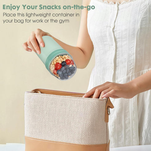 Mitsemmo Spoons,600ml+270ml Snack Cup Box Container with Lid,Yogurt Parfait Snackle Cups and Breakfast On The