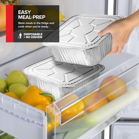 Disposable Foil Pans with Lids (Set of 20), Heavy Duty Aluminum Baking Tins for Cooking, Storing