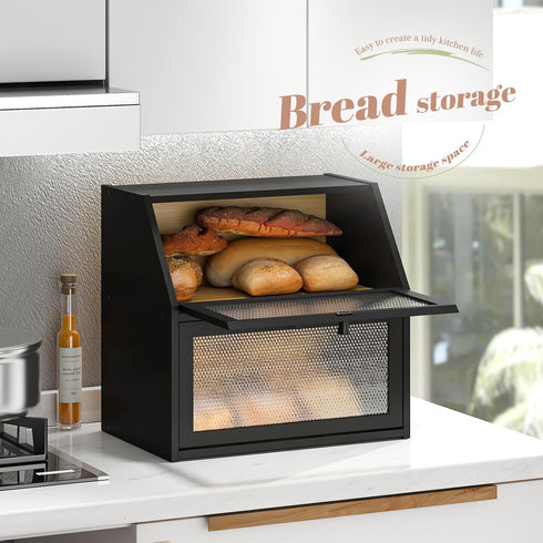 Countertop STDDRE Bread Box for Kitchen Bin Double Layer Bread Box Storage Container Extra Large Capacity with Diamond
