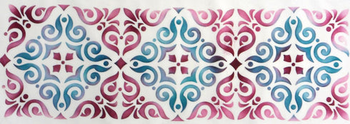 Designer Stencils Mexican Tile Cake Stencil Tier 4, Beige/Semi-Transparent