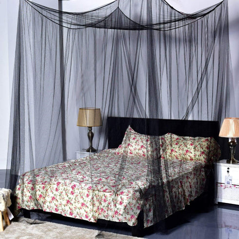 Goplus Mosquito Net - 4 Corner Post Bed Canopy for King & Large Queen Size Beds - Black
