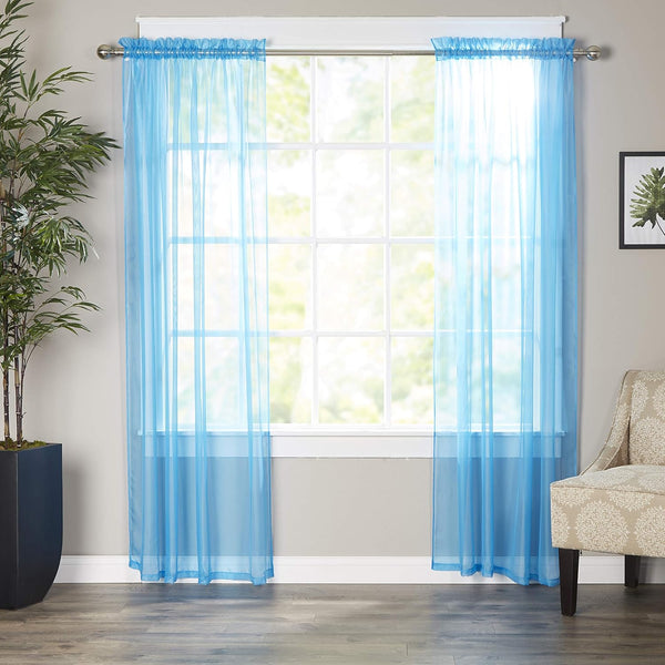 Elegant Comfort Luxury Sheer Curtains, Window Treatment Panels with Rod Pocket for Kitchen, Bedroom, Living Room,