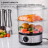OVENTE 2 Tier Electric Food Steamer for Cooking Vegetables, Stainless Steel Base, Stackable and Dishwasher Safe Baskets, 400W with Auto Shutoff and 60-Minute Timer, 5 Quart Capacity, Silver FS62S by OVENTE