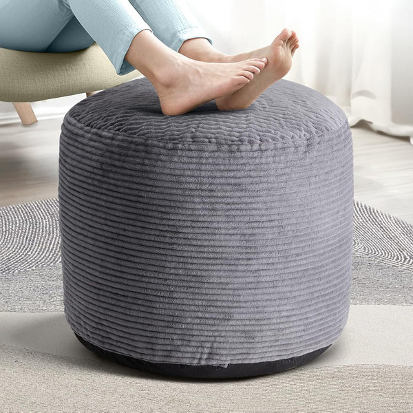 Dual-Size Corduroy Footrest with Hidden Zipper Ergonomic Memory Foam Ottoman Poufs for