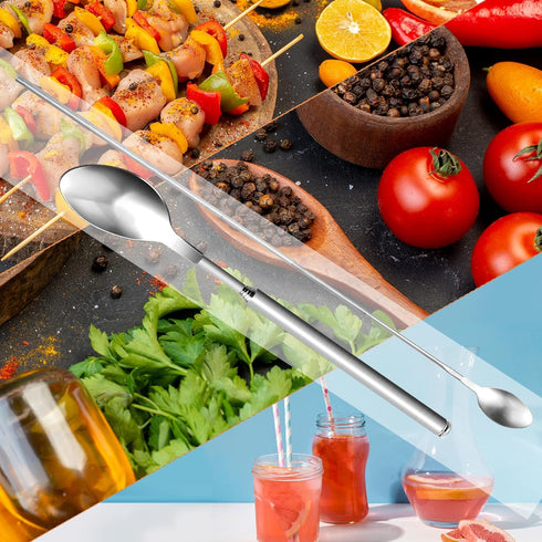 Retractable Telescopic Spoon 20~63cm/8~24.8inch - Stainless Steel Extending Spoon for Barbecue Camping Tableware