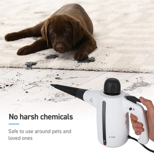 Handheld Steam Cleaner, 9-Piece Accessory Set, White, for Cleaning Couch, Carpet, and Upholstery
