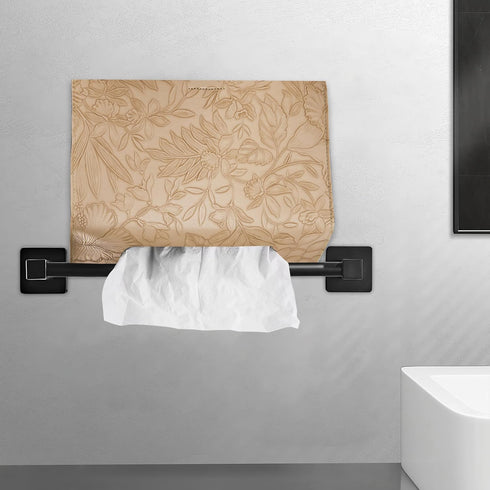 Towel(1-Carved Hennaja Leather Cover for Disposable Paper Hand Towel Box, Compatible with Kleenex Paper Hand Beige)
