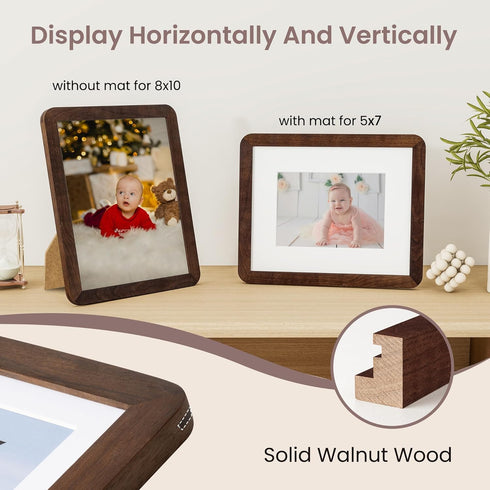 8x10 8 10 8''x10'' 5x7, 8 10 FLYJOE Picture Frame - Solid Walnut Wood x Photo Frame, Frame With Mat For Tabletop