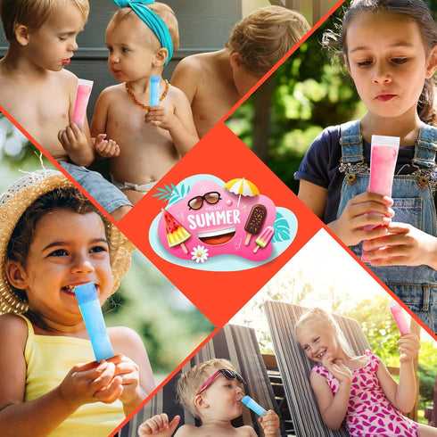 Amintiri 150 Summer (150, Disposable Ice Popsicle Mold Bags, BPA-Free Freezer Tube, Popsicle Mold bags with Zip