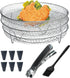 Air Fryer Racks, 11Pcs Universal Accessories, 3 Layer Stackable Dehydrator Racks with Oil Brush & Clamp