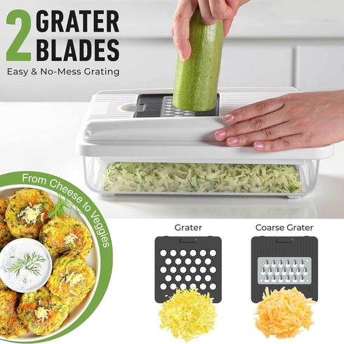 Mueller Vegetable Chopper Mandoline Slicer, Food Veggie Chopper, Cheese Grater, Onion Vegetable Cutter with Container