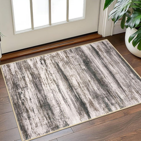 KOZYFLY 2x3 Small Area Rug Rug Entryway Rugs Modern Abstract, Washable Kitchen Rug Non-Slip Soft Rug, Black Brown
