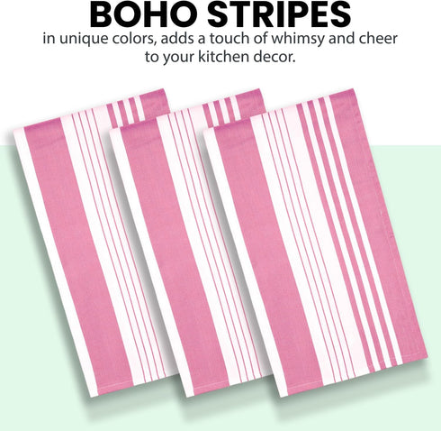 Set 3 18x28 Inch Stripe Kitchen Towels Decor Mordern Design Centreband Dish Towels Boho Stripe Absorbent Festive Gift