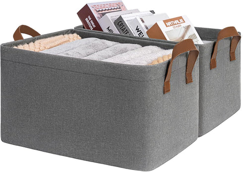 CHICVITA 2-Pack Storage Baskets for Organizing, Fabric Storage Bins for Clothes, Towels, Shoes, 14 ¾" L x 10 ¼" W x 8