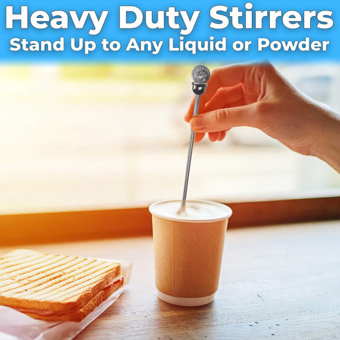 7 200 Pack. Cafe Grade, BPA Free In. Coffee Stoppers Recyclable Black Plug + Stirrer Paddle Perfect for Stirring a Hot