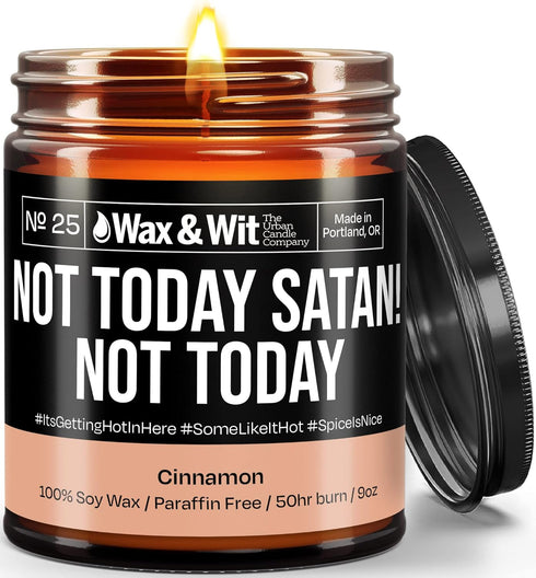 Wax & Wit Funny Soy Candle Gift for Women, Humorous Aromatherapy Soy Wax Candle, Cinnamon - 9oz