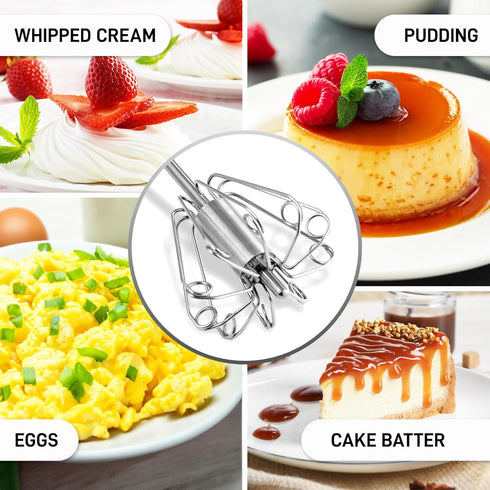Zulay Egg Beater Whisk - Push Whisk for Cooking, Manual Hand Mixer for Kitchen Baking