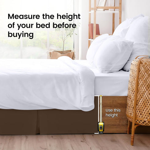 Utopia Bedding Queen Bed Skirt, Soft Quadruple Pleated Ruffle, 16 Inch Tailored Drop, Hotel Quality (Brown)