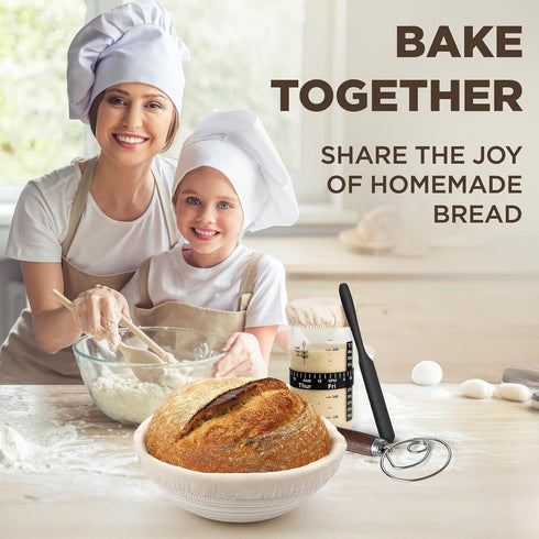 Set Sourdough Starter Kit for Beginners Complete Bread Baking with Banneton Basket, Jar, Lame & Tools Easy Homemade