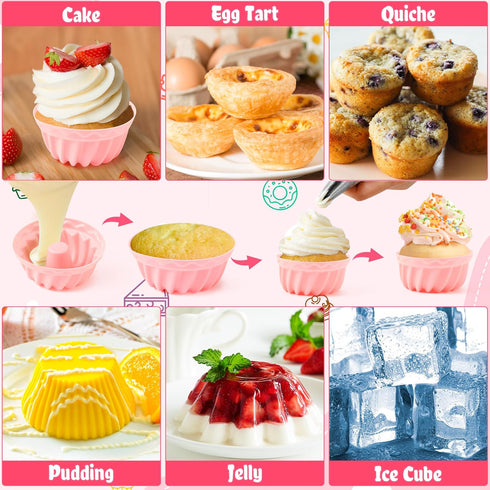 R HORSE 42Pcs Silicone Baking Molds, Pumpkin Silicone Cups, Non-Stick Muffins Mould, Reusable Cupcake Wrapper Molds