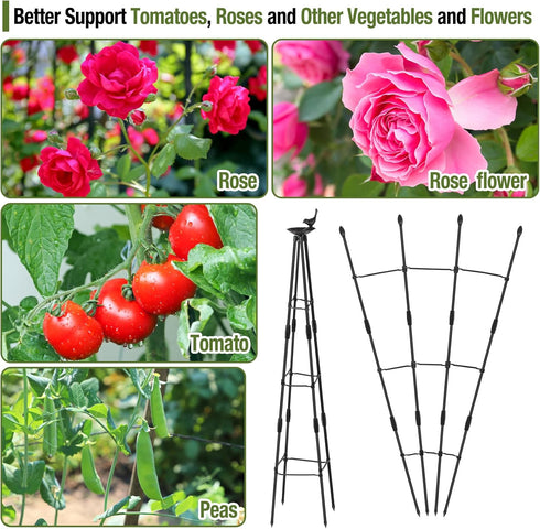 4Ft 2Packs Garden Trellis for Climbing Plants Outdoor, Trellis for Monstera Plants Indoor Large, Tower Obelisk