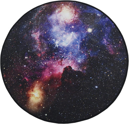 3'3" Fancytan Galaxy Rug, Universe Space Nebula Star Starry Night Moon Cloud Round Rugs Large for Living Room, Space