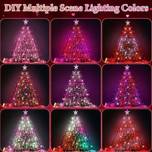 Smart Valentine's Day Lights with Star Topper, APP Control Music Sync Color Changing RGB Christmas String Lights