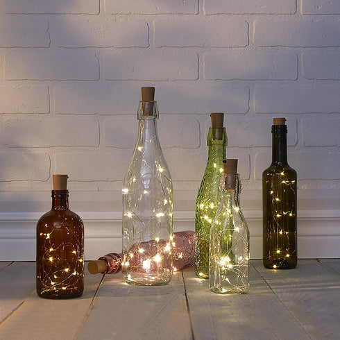 Sterno Home GL42588 LED Cork Wine Bottle Fairy String Lights, 10-Pack with Silver Wire