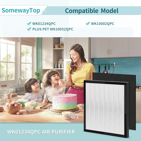 WK01234QPC Filters Replacement Compatible with Oreck Air Purifier Model WK10002QPC, 2 Packs Include Efficient Filter