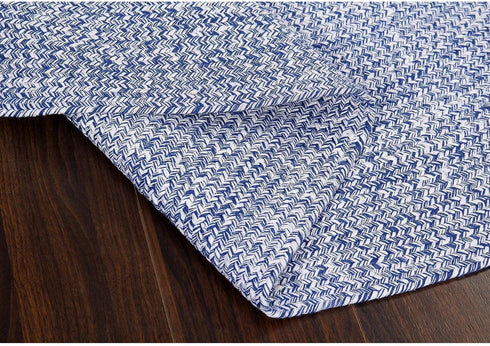 Super Area Rugs Farmhouse Braided Rug - Cotton Kitchen Reversible Carpet, Blue & White, 8" X 28" - Single Stair Tread