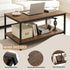 2-Tier SUPER DEAL Industrial Coffee Table with Storage Shelf for Small Apartment Living Room, Rectangle Wood and Stable
