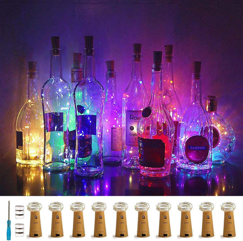 10 Pack Bottle Cork Lights, 10 LED Wine Bottle Battery Powered Lights, Copper Wire Fairy String Light for Home Decor