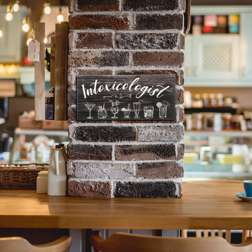 Jetec Intoxicologist Wood Bar Signs Decor, Drinks Patterns Wooden Plaque Sign for Pub Home Bar Decoration