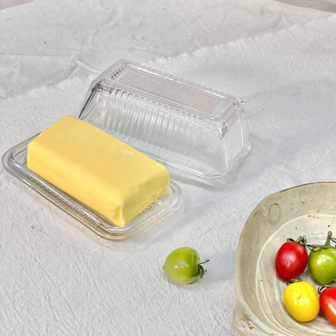 Countertop, 6.5" Clear Glass Butter Dish with Lid for Crystal Butter Dish with Cover, Covered Butter Tray