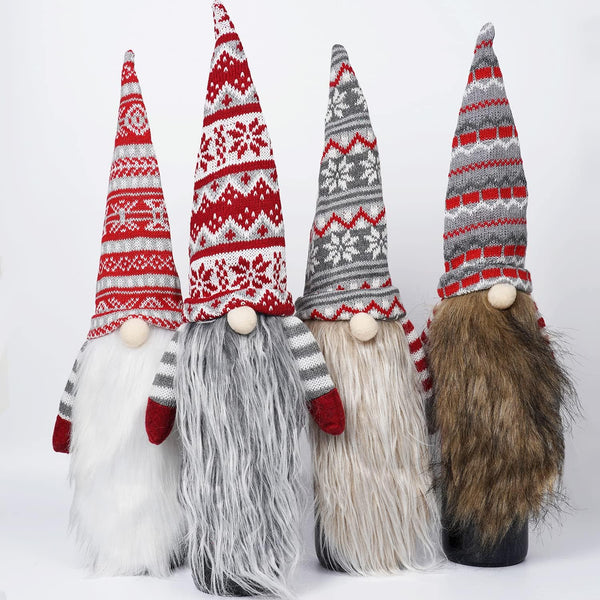 Doiaz Wine Covers Christmas Gnome 4 Pack Handmade Tomte Swedish Wine Bottle Toppers